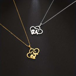 Necklace Mother Baby Girl Boy Child Golden Colour Stainless Steel Chain Pendant Gift for Woman Mom Family Man Jewellery