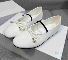 Elastic Band Design Flat Bottom Bow Ballet Shoes