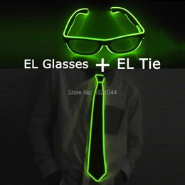 Christmas Decorations Design EL Product Set Glowing Glasses Luminous Tie Fashion Cool LED Light up Night Club Costume Props 231205