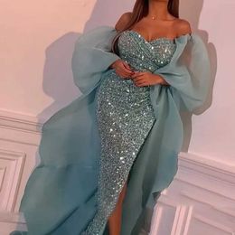 Urban Sexy Dresses 2022 new Hot Sale sexy mesh wrap sheath prom evening dress Deep V Neck Long Sleeve Side Slit Mermaid Evening Dress T231214