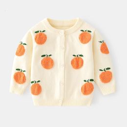 Cardigan Baby Sweater Cardigan Girls Boy Cotton Fruit Stereoscope Pattern Child Knit Coat Clothes O-neck Long Sleeve Warm Autumn Winter 231206