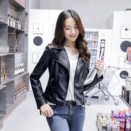 Women's Leather 2023 Womens Faux Jacket Black Casual Slim Motorcycle Biker Coat Female Punk Streetwear Jackets Cool