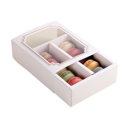 Transparent Macaron Box Drawer Box Chocolate Boxes Cake Boxes Cookies Biscuit White Paper Box 15.5*12.5*5.2cm