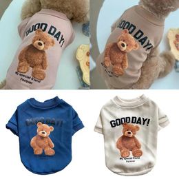 Dog Apparel Cotton Fashion Pet Cat Clothes Cute Breathable T Shirts Clothing Cartoon Bear Crew Neck Puppy Hoodie Supplies