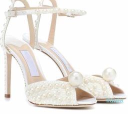 Elegant Bridal Wedding Dress Shoes Sacora Lady Sandals White Pearls Leather Luxury Brands High Heels Women Walking Ori