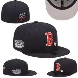 Men's Baseball RED SOX Fitted Size Hats LA Snapback Hats World Series white Hip Hop SOX Sport Caps Chapeau Gray Stitch Heart " Series" " Love Hustle Flowers for Women