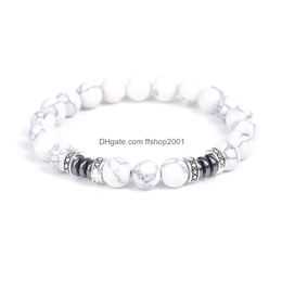 Beaded 8Mm Natural Stone Lava Tiger Eye Howlite Hematite Beads Bracelet For Women Men Buddha Energy Yoga Jewelry Drop Delivery Bracel Dhjw6