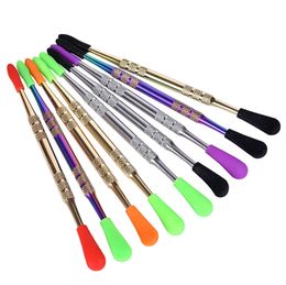 2024 Titanium Tool C Dab Tool Dry Herb Colourful Gold Rainbow Silver Dabber Digging Cream Wax Oil Kit Silicone Tips Plastic Tube Packaging