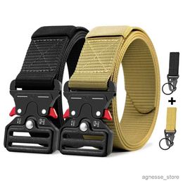 Belts Men's Belt Outdoor Hunting Metal Tactical Belt Alloy Buckle Marine Corps Canvas Belt Men Women Tactique Belts for Women R231206