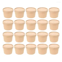 Disposable Cups Straws 50 Sets Ice Cream Cup Clear Paper Cold Soup Bowl Bowls Kraft Containers Homemade Storage Wedding Supplies