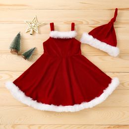 Theme Costume 2023 Adult Kids Christmas Party Dress Elegant Sleeveless Solid V-Neck Bandage Casual Vestidos De Festa Gifts