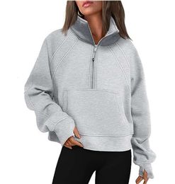 LU-88 Yoga Scuba Half Zip Hoodie Jacket Designer Sweater Women's Define Workout Sport Coat Fitness Activewear Top Solid Zipper Sweatshirt Sports Gym Clothes5588