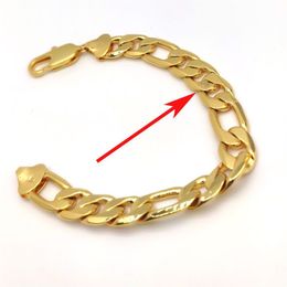 Men's Italian Figaro Link Hip Hop Bracelet 8 46 12mm Thick Real 24K Stamp Fine Solid Gold Filled Wrist Chain221e