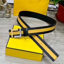 Luxury mirror quality belt for men designer belt top quality genuine leather belt fashion buckle yellow and black leather reversible beltwidth 4.0cm