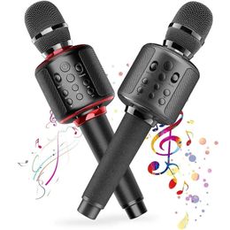 Voice Changers GOODAAA 2Pack Wireless Karaoke Microphone 3 in 1 Portable Bluetooth Mic S er for Phone Home Party 231206