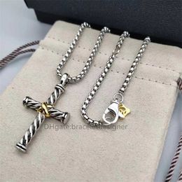 Mens Necklace Dy Pendant Jewlery Silver Retro Cable Cross Vintage Luxury Jewelry Chains for Men Designer Necklaces Birthday Man Boys Par 7164