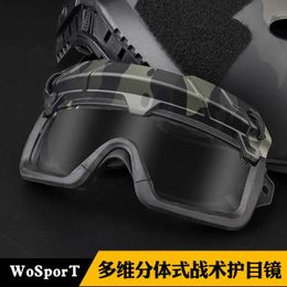 Sunglasses Equip multi-dimensional split tactical outdoor CS goggles with two usage modes to protect camouflage goggles