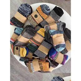 Sports Socks Autumn And Winter Wool Snow Long Thickened Warm Breathable For Men Women Colour Random Diamond Printed Pattern Drop Deli Dhy8A