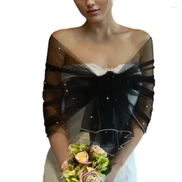 Scarves Elegant Tulle Shawl For Women Wedding Birthday Party Costume Versatile And Trendy Accessory With Pearls Drop