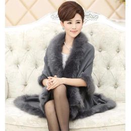 Women's Fur Fashion Women Faux Coat Black White Long Wool Cashmere Cardigan Poncho Knitted Sweater Scarves 12 Colors