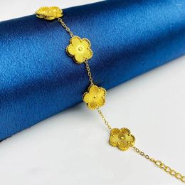 Charm Bracelets Trendy Cinquefoil Flower Bracelet Women Temperament Double Sided Ladies Light Luxury Hand Jewellery