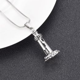 LkJ10012 The Lighthouse Cremation ashes turned into Jewellery Stainless Steel Men Keepsake Memorial Urn Pendant For Dad225q