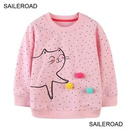 Hoodies Sweatshirts Saileroad Baby Girls Animal Cats Toddler Autumn Infant Childrens Clothing Pink Colors 210913 Drop Delivery Kids Ma Dhjv0