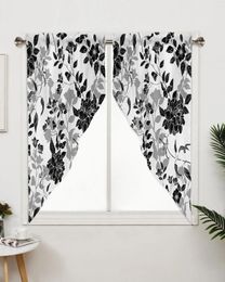 Curtain Black And White Flowers Window Treatments Curtains For Living Room Bedroom Home Decor Triangular