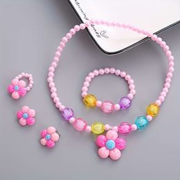 Necklace Princess Jewelry Bracelet Ring Earrings Set for Baby Girls Decorative Accessories