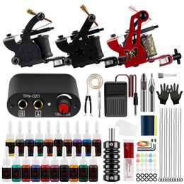 Tattoo Guns Kits Phoenixy Tattoo Machine Gun Kit Power Supply 20 Colour Inks Permanent Pigment Needles Complete Tattoo Body Art Tools Starter Set 231207