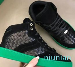 Popular High Top Intrecciato Weave Sneakers ther Lace Up Man Casual Skateboard Walking Brands Discount Footwear EU38-46 Box