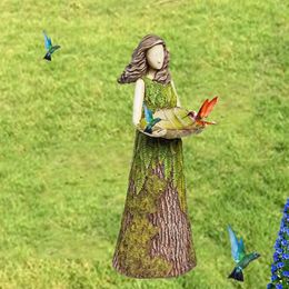 Garden Decorations Sherwood Fern Fairy Statuary With Bird Feeder Ornaments Statues 30 X 10cm