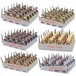 Christmas Toy Supplies 24 Pcs/Lot WW2 Military Figures Building Blocks Nation Army Soldiers Assemble Bricks Educational For Boys Christmas Gift Toys 231129