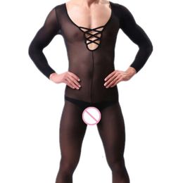 Männer S Pama Sexy Bodystocking Sommer Homosexuell Öffnen Gabelung Bodysuit Nylon Overall Männliche Unterwäsche Porno Dessous Plus Größe Mann