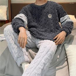 Men's Sleepwear Big Size Mens Pyjamas Set Winter Thick Velvet Coral Pyjama For Man Leisure Warm Sporty Thermal Pijamas Boy