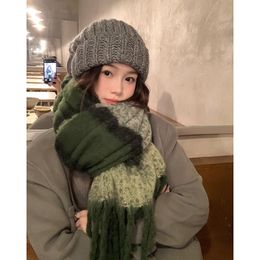 High grade cashmere scarf for female students, winter tassel long mohair scarf shawl for warmth and versatility