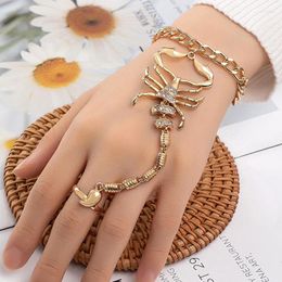 Link Bracelets Europe And The United States Retro Wave Single Metal Bracelet Personalities Exaggerated Scorpion Even Finger Woman