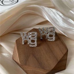 Stud Letter wang Atmospheric Earrings Cool Korea 2021 New Tade Simple Personality Fashion ins online celebrity Ear Jewellery J2024