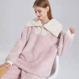 Men's Sleepwear Women'S Pyjama Fleece Pants Coral Plus Size Autumn Winter Thickened Plush Loungewear Long Sleeves Zipper Set