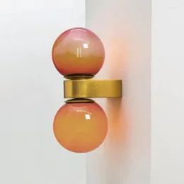 Wall Lamp G9 Nordic Color Ball Glass Bedroom Bed Modern Simple Living Room Background