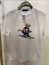2023 US Polos Bear Shirt Men's and Women's T-shirt US Short sleeved Ice Hockey EU UK Navy Blue