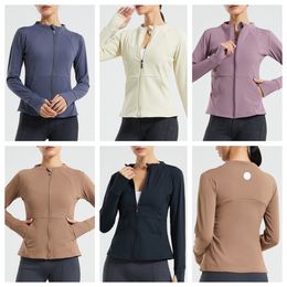 LU Autumn and winter cashmere yoga top for women quick drying slim-fit running fitness wear zipper temperament sports coat with slim long sleeves
