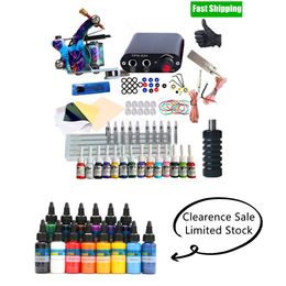 Tattoo Kits Machines Guns Kit Disposable Needles Supplies Power Supply Ink Permanent Makeup Body Art Set