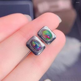 Stud Earrings Silver Opal Natural Fire Women's Solid Sterling Jewellery Gift