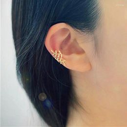 Backs Earrings Trend Leaves Clip For Women Gold Colour Metal Leaf Earcuff Clips On Earring Non-Piercing Ear Party Jewellery Gift