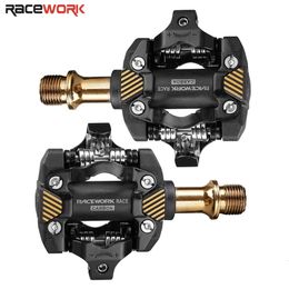 Bike Pedals RACEWORK M8100 Pedal Self-locking Pedal Ultra-light SPD Mountain Bikes Lock Pedal with SH-51 Locking Clip Racing Cycling Part 231207