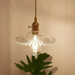 Pendant Lamps Nordic Lamp Copper Glass Chandeliers Brass Creative Minimalist E27 Transparent Lampshade For Bar Light Room Decor
