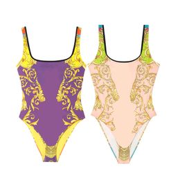 Designer Halter Swimsuit Womens Sexy Bikini Swimwear Fashion Classic Pattern Printed Beach Swimsuit