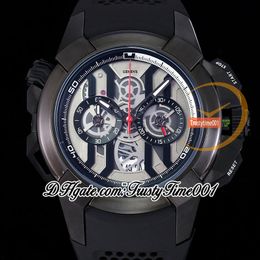 BZF EPIC X CHRONO EC311.21.SD.BB.A Japan VK Quartz Chronograph Movement Mens Watch Grey Skeleton Dial DLC Black Steel Case Rubber Strap Stopwatch trustytime001Watches