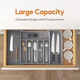Decorative Objects Figurines Cutlery Drawer Organiser Expandable Utensil Tray For Kitchen Adjustable Silverware And Flatware Holder Durable 231207